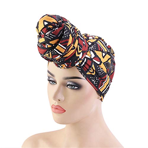 Qianmome Womens Big Flower Turban Beanie Elegant Cap Head Wrap Stretch Long Hair Scarf Headscarf - color: 2pieces-27-style 2