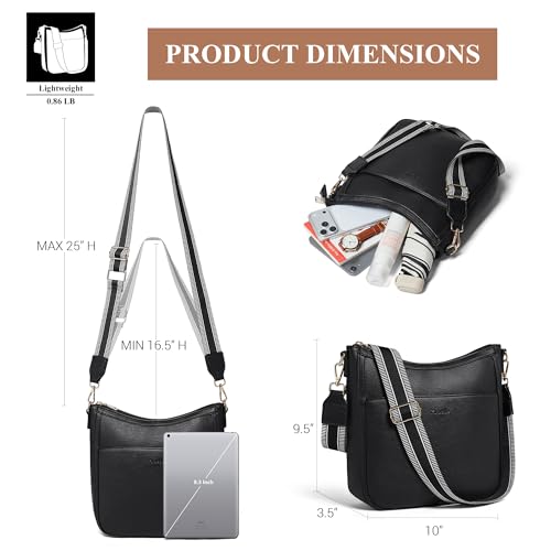 Crossbody Bags for Women Crossbody Purse for Women Vegan Leather Hobo Purses Shoulder Handbags for Daily Travel Work - color: 3-1 Black