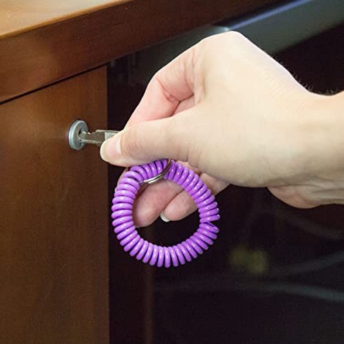 Lucky Line 2” Diameter Spiral Wrist Coil with Steel Key Ring, Flexible Wrist Band Key Chain Bracelet, Stretches to 12”, Rainbow, 1 Pack (410091) - color: Rainbow, size: 1 Pack