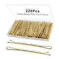 YINGFENG 220pcs Large Gold Bobby Pins for Women, 2.76 Inch Jumbo Hair Pins, Long Hair Clips Bulk with Box, Reusable Non Slip Hairpins Kit, Big Hair clips Great for Thick Hair - color: Gold（2.76inch）
