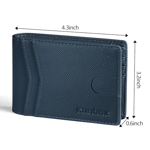 RUNBOX Wallet for Men -Slim Rfid Leather Mens Bifold Novelty Wallets 2 ID Window With Gift Box Men's Accessories | Slim - color: Tibetan Blue-SZW