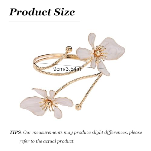 Arm Cuff Jewelry for Women Adjustable Flower Cuff Bangle Bracelet Gold Armband Upper Jewelry Gifts for Women Boho Western Accessories - color: A6:white flower