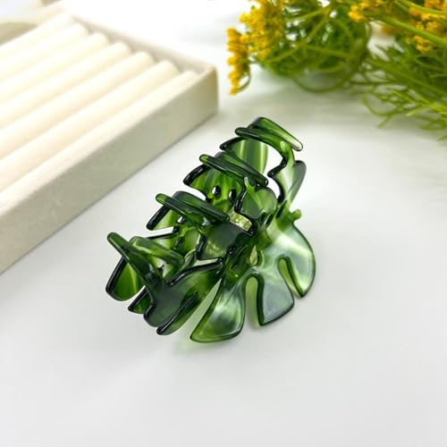Green Monstera Leaf Hair Clip – Large Boho Acetate Hair Claw, Stylish Plant Leaf Hair Clamp, Trendy Hair Accessories, Gift for Plant Lovers & Her