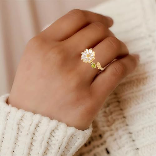 Adjustable Women's Cubic Zirconia Leaf Shaped Ring, 18K Gold-Plated Exquisite Stackable Women's Ring, A Great Gift for Her - color: P