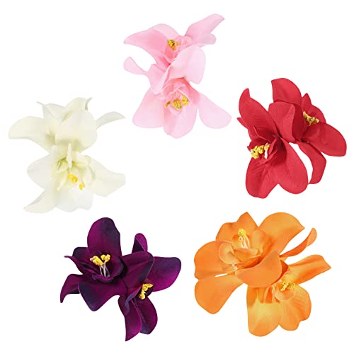 5Pcs Colorful Artificial Flower Hair Clip, Bohemian Flower Hairpin Hawaiian Hibiscus Plumeria Hairpin for Seaside Holiday, Bridal Hair Accessories Headwear, Clips and Barrettes, Hair Accessories
