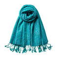 AUSEKALY Pashmina Feel Shawls Wraps for Women Rave Scarf Soft Silky Reversible Men Scarves - color: Blue