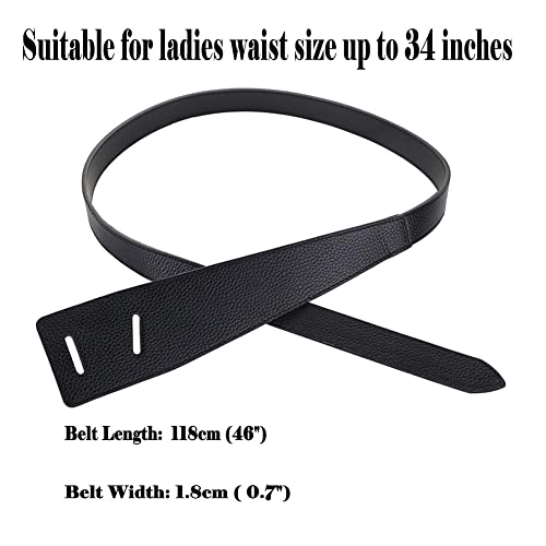 ALAIX Women's Leather Belt Dress Belt for Jeans Jumpsuit Coat Fashion Tie a Knot Genuine Leather Waist Belt - color: Black, size: Waist Size up to 34 inches