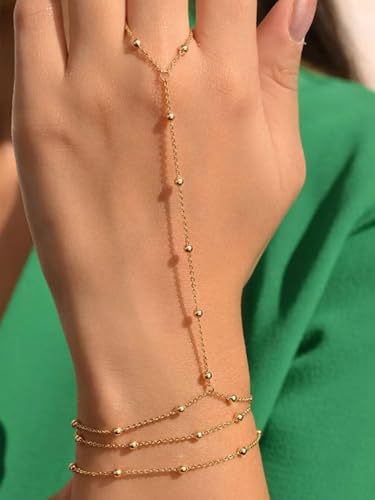choice of all Hand Chain Bracelet Gold Finger Ring Bracelet Hand Chain for Women Trendy Birthday Jewelry Gifts - color: B6:hand chain-G
