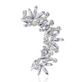 Rhinestone Silver Full Ear Cuff Earrings for Women Ear Clip Wrap Statement Climber Crawler Earrings for Women Hypoallergenic Silver Wedding Jewelry Gifts - color: Leaf Silver