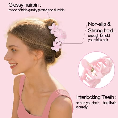 4Pcs Cute Hawaiian Flower Claw Hair Clips for Women Pink Purple Large Claw Clips for Thick Thin Hair Strong Hold Beach Hair Accessories for Women and Girls - color: 14-Colorful