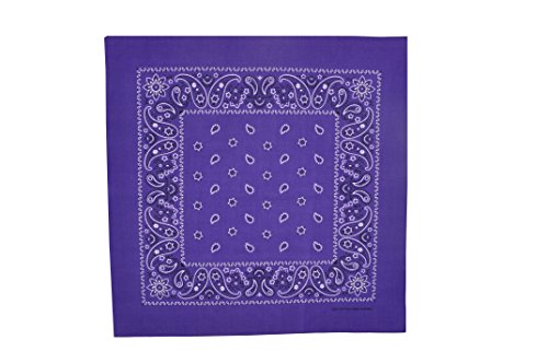 Vamqor 12pcs Bandana for women and men 100% Cotton Custom Fashion Paisley Design Multifunctional Outdoor Square Handkerchief - color: Purple