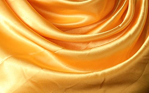 vabovin Satin Head Scarf for Women Solid Color, 35×35 in | Silk Feel Neckerchief, Hair Scarf, Fashion Bandana, Headscarf, Headband, Hair Wrap Sleeping, Daily Fashion Styling - color: 219 Gold Yellow