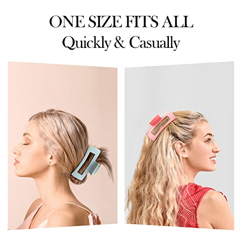 Hair Clip, 8PCS Large Colorful Square Claw Clips for Thick Thin Curly Long Hair, Strong Hold, Nonslip, Pastel Matte, 4.1 Inches, Women Girls, Gift - color: C-Colorful Square