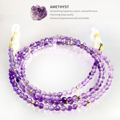 Damanse Beaded Glasses Chain,Eyeglass & Sunglass Strap For Women Stylish - color: Amethyst
