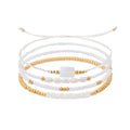 Dainty Gold Plated Pearl Crystal Beaded Bracelets Set for Women 14K Gold Plated Bead Pearl Beads Bracelet Stackable Paperclip Link Chain Bracelets Gold Plated Bracelets for Women Trendy Jewelry - color: Style10