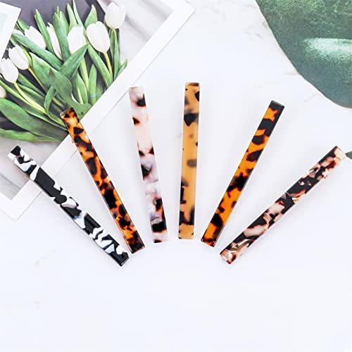 Cobahom Tortoise Shell Leopard Duckbill Acrylic Hair Clips and Barrettes for Women Girls, Thick or Thin Hair, Halloween - color: 6 Pcs Multicolor Clips