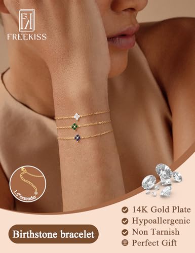 Freekiss Gold Stack Bracelets for Women: Dainty Thin Bracelet Set Trendy 14K Gold Plated Waterproof Bracelets for Women Adjustable Tennis Beaded Figaro Rope Paperclip Box Link Bracelet Gold Jewelry - style: 01 January Garnet - Loyalty