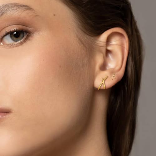 SmileBelle 2 Pairs Daisy Bow Gold Earrings Set for Women, Pearl Bow Earring for Women X Minimalist earrings Seashell Simple Dainty Earrings, Beach earring Gold Stud Earring for Women Trendy - style: X earrings set