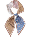 kcctoo 59" Mulberry Silk Like Head Scarf Women's Fashion Square Neck Satin Scarfs for Bag Hair Scarves Gift 59 * 5.9” - color: A012-blue Powder Coffee Bean Flower/59"x5.9"