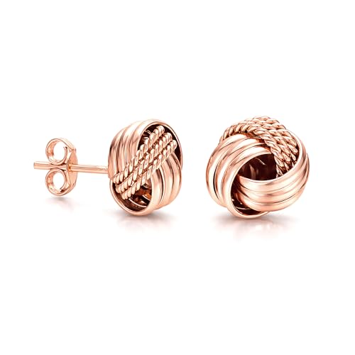 LeCalla 925 Sterling Silver Knot Stud Earrings Jewelry | Italian Design Love Knot Stud Earring | Celtic Knot Stud Earrings for Women - color: Rose Gold Love_Knot