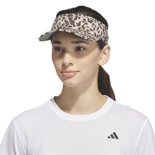 adidas Women's Superlite Visor – Lightweight Moisture-Wicking Running Tennis Hat - color: Leopard Crystal Linen-dark Brown/Dark Brown/3