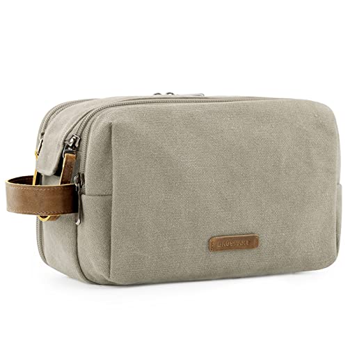 BAGSMART Toiletry Bag for Men, Canvas Travel Toiletry Organizer Dopp Kit Water-resistant Shaving Bag for Toiletries Accessories,Beige-Medium - color: Beige, size: Medium