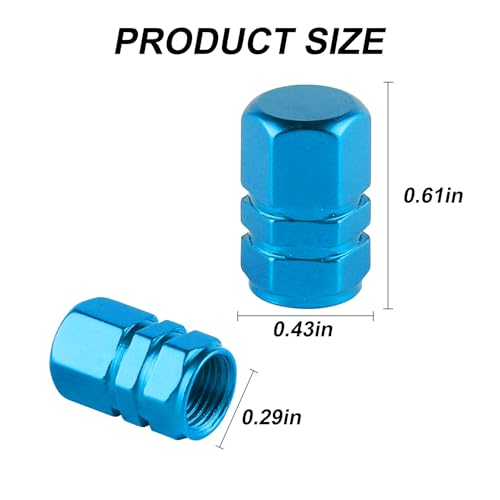 Alpmosn Aluminum Tire Stem Valve Caps Wheel Valve Covers Car Dustproof Tire Cap Cover Accessories, Universal for SUV, Car, Bike and Motorcycle，Hexagon Shape (4PCS Light Blue) - color: Light Blue