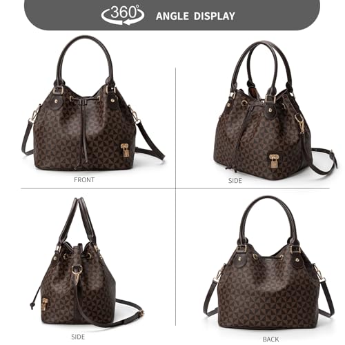Bucket Purse For Women With Chic West Hobo Style | Drawstring Closure, Shoulder Handbag, Tote Purse, Pockets Design - color: Brown