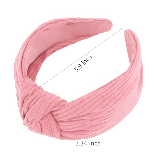YISSION Wide Knotted Headbands for Women Non Slip Head Band Pink Headband Fashion Top Knot Hairband Hair Accessories for Women Girls - color: Pink