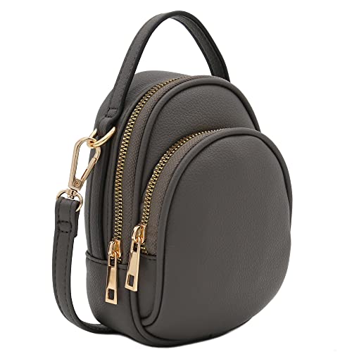 FashionPuzzle Two Compartment Mini Crossbody Bag | Two Compartment - color: Dark Grey