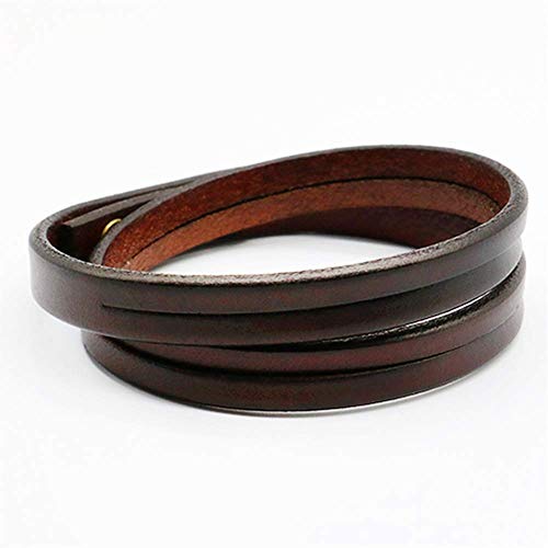 Mens Genuine Leather Bracelet - Handmade Adjustable Leather Cuff Bracelet punk Style leather wrap Wristband for Men - color: B-2 Wrap
