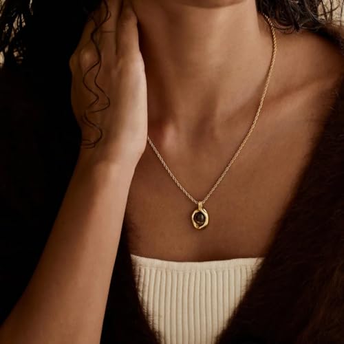 Natural Tiger Eye Necklace, Gold Stone Pendant Necklace, Vintage Gemstone Jewelry, Chunky Statement Wedding Prom Minimalist Boho Necklace
