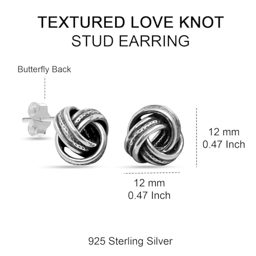 LeCalla 925 Sterling Silver Knot Stud Earrings Jewelry | Italian Design Love Knot Stud Earring | Celtic Knot Stud Earrings for Women - color: Antique Textured Love-Knot