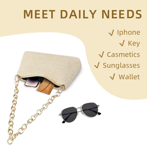 BLNUIEEN'XM 2025 Straw Purses for Women, Shoulder Bag Tote Wicker Woven Handbag Summer Beach Straw Purse with Zipper Closure