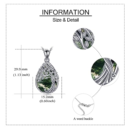 ONEFINITY Tree of Life Necklace 925 Sterling Silver Abalone Shell Celtic Knot Pendant Necklace for Women Jewelry - style: Moss Agate Tree of Life