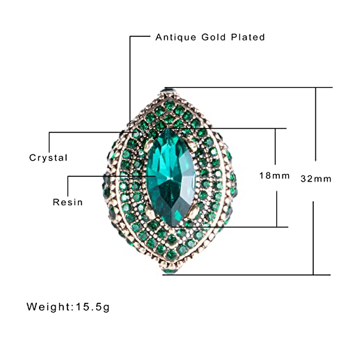 Women Ring - 32mm Turkish Style Gemstone Women Jewelry J0769 - color: Green