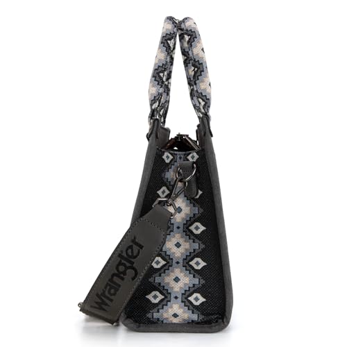 Montana West Wrangler Tote Bag for Women Aztec Western Retro Purse Top Handle Handbags - color: A-aztec-dark Black