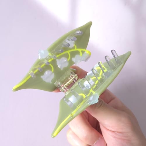 Lily of The Valley Claw Clips,Cellulose Acetate Hair Clips,Small Claw Clips for Girl,Hair Accessories - color: Green