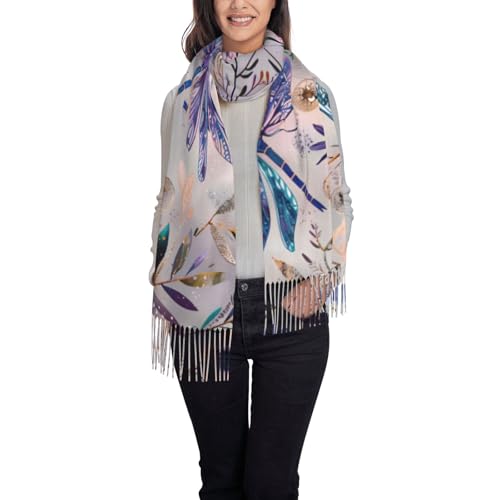 Skull Mushroom Hippie Scarf for Women– Winter Shawl with Tassels, Cozy Wrap for Women’s Festival & Casual Wear - color: Dragonfly Purple
