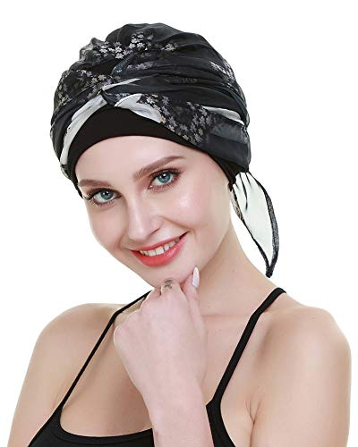 Chemo Headwear Turbans for Women Long Hair Head Scarf Headwraps Cancer Hats - color: Flower Star