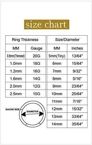 ORANGELOVE Hypoallergenic Nose Rings 20G 18G 16G 14G 12G 10G 8G 316l Surgical Steel Septum Jewelry Hinged Segment Ring Body Piercing Nose Hoop Lip Rings Nose Helix Cartilage Rook Earrings - color: Rose Gold, size: 1pc 14 Gauge 12mm