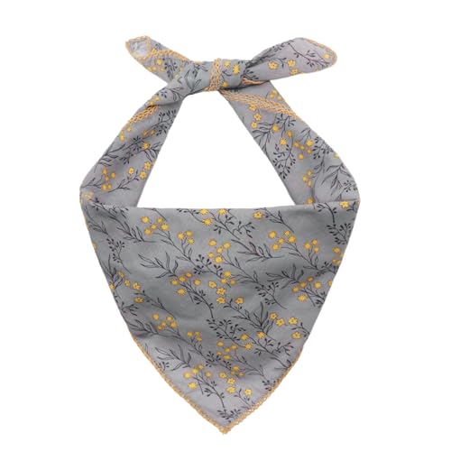 Floral Bandanas for Women Men, 27" x 27" Large Cotton Bandana Headband Head Wraps Hair Scarf for Beach Camping - color: Gray Floral- Little Flower