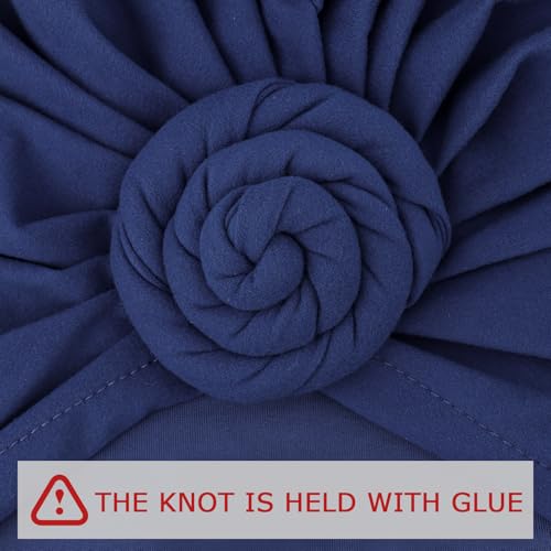 African Women Turban Caps Pre-Tied Twisted Turbans Head Scarf for Women Hair Wraps Cover Beanie Cancer Chemo Headwear - color: 1 Pack Twisted Braid Flower: Navy Blue