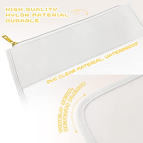 LOKFAR Nylon Makeup Bag DIY Chenille Letter Clear Travel Zipper Pouch, Preppy Makeup Bag Clear Cosmetic Bag, Water-proof Makeup Travel Pouch Snack Bags for Women (White) - color: White