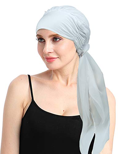 Chemo Headwear Turbans for Women Long Hair Head Scarf Headwraps Cancer Hats - color: Black Flower