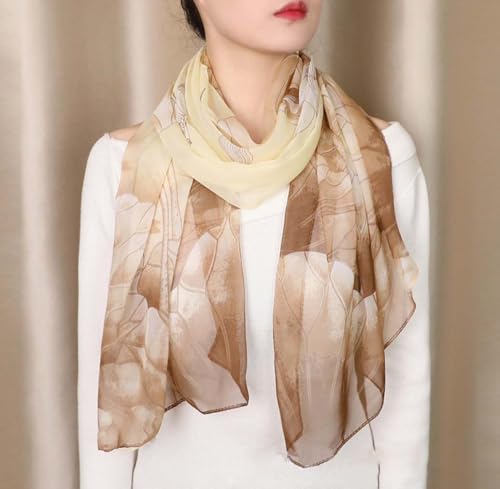 Xyueanlo Scarfs for Women Fashion Scarves Print Pattern Lightweight Sunscreen Scarf Wraps Shawls - color: Lotus Khaki