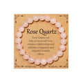 Gnamy Healing Crystal Bracelet for Women, Natural Stone Beaded Healing Crystal Bracelet Triple Protection Stress Relief Beads Jewelry Birthday Gifts Jewelry for Her - style: Rose Quartz