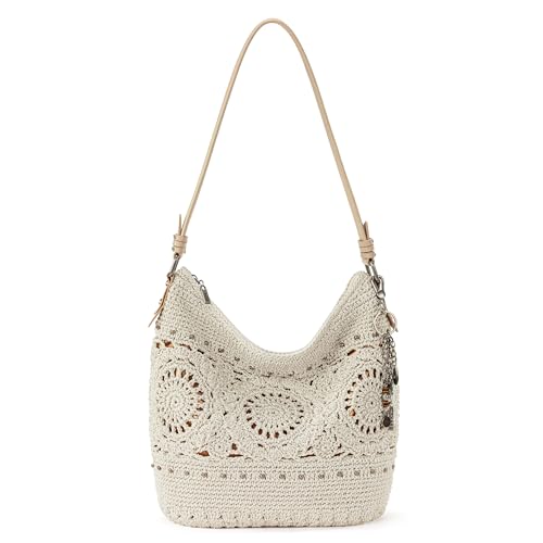 The Sak Sequoia Hobo Bag - Hand Crochet Large Women's Purse for Everyday & Travel - Durable Handbag & Tote With Zipper Pocket - color: Natural Medallion
