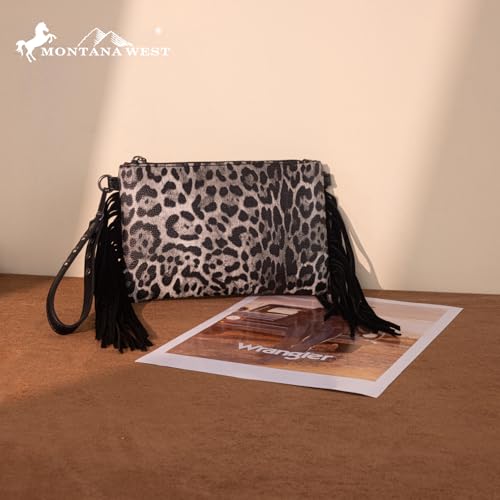 Montana West Western Purse for Women Crossbody Bag Wristlet Clutch Purse - color: A3 Leopard Brack
