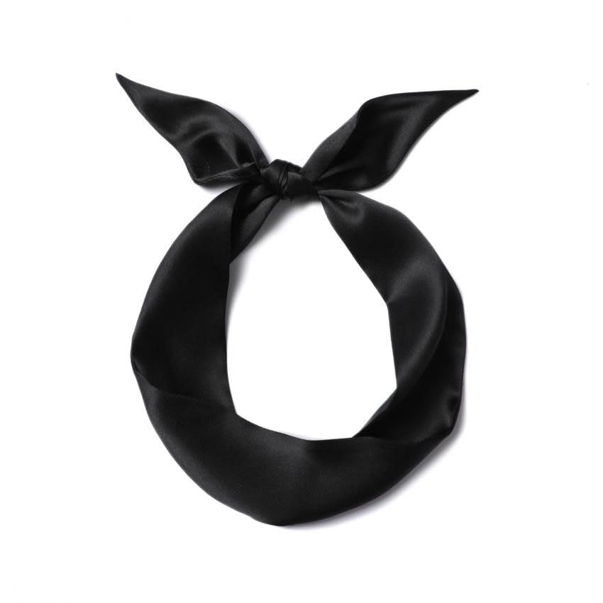 10 Pcs Long Thin Small Skinny Scarf Satin Neck Tie Ribbon Choker for Women Girls - color: Black